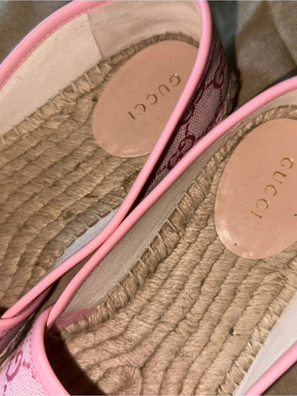Gucci Pink GG Canvas Espadrille Flats
